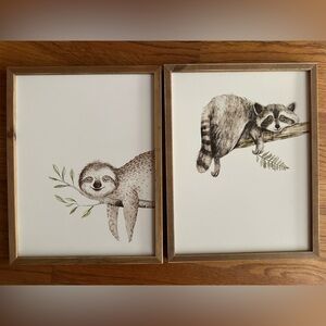Sloth and Raccoon Wall Art Set